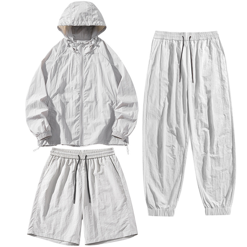 Outdoor Sport Climbing Gear - 男女兼用 UVカット アウトドアスポーツセット ナイロンアイスシルク 通気性抜群 帽子付き